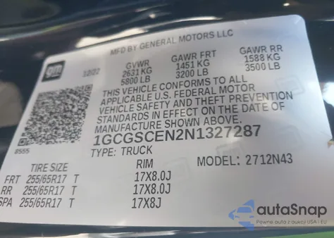 2022 Chevrolet Colorado 2Wd Short Box Lt from USA, damaged, VIN 1GCGSCEN2N1327287